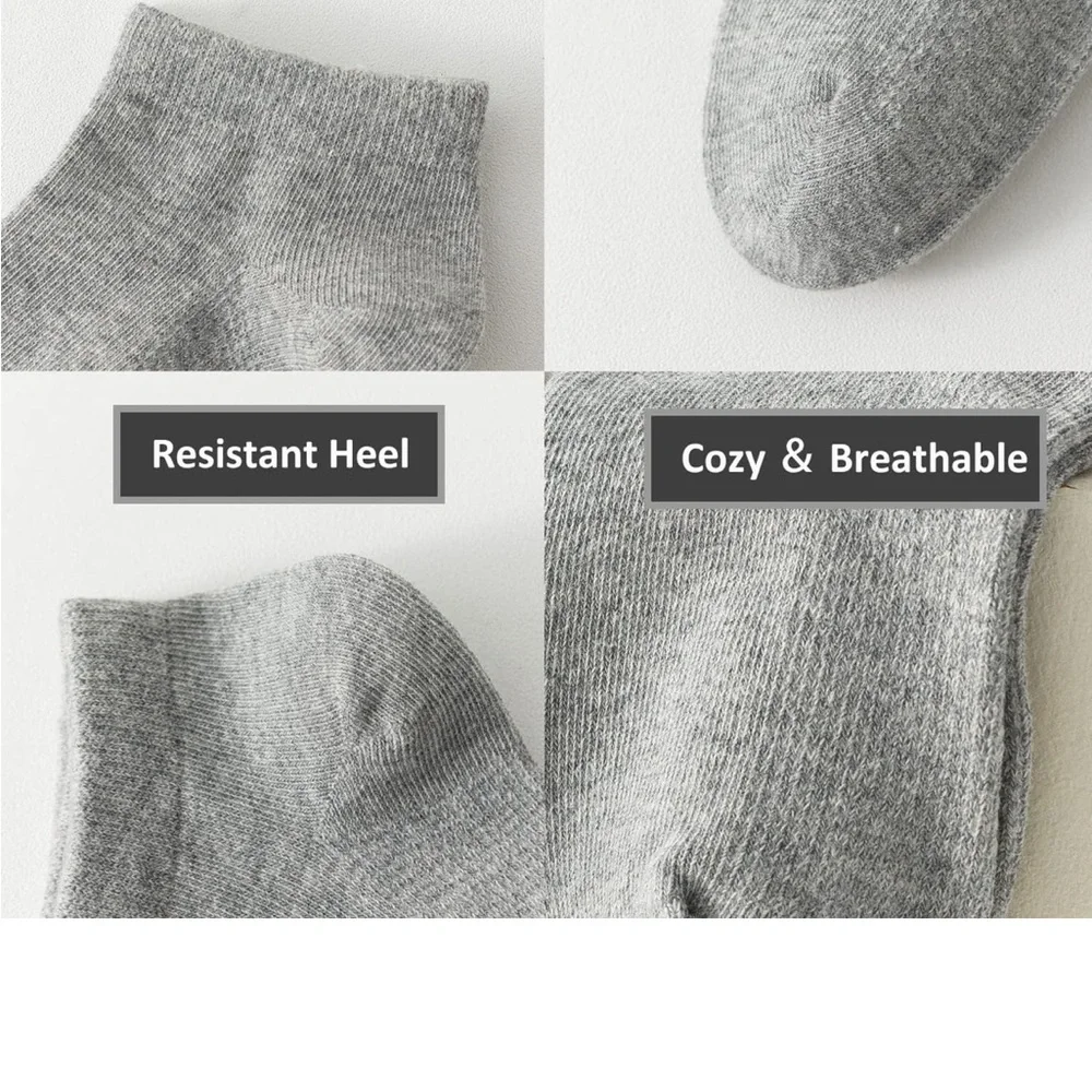 Boys/Girls Low Cut Cotton Socks Kids Ankle Socks - Black, Gray, and White